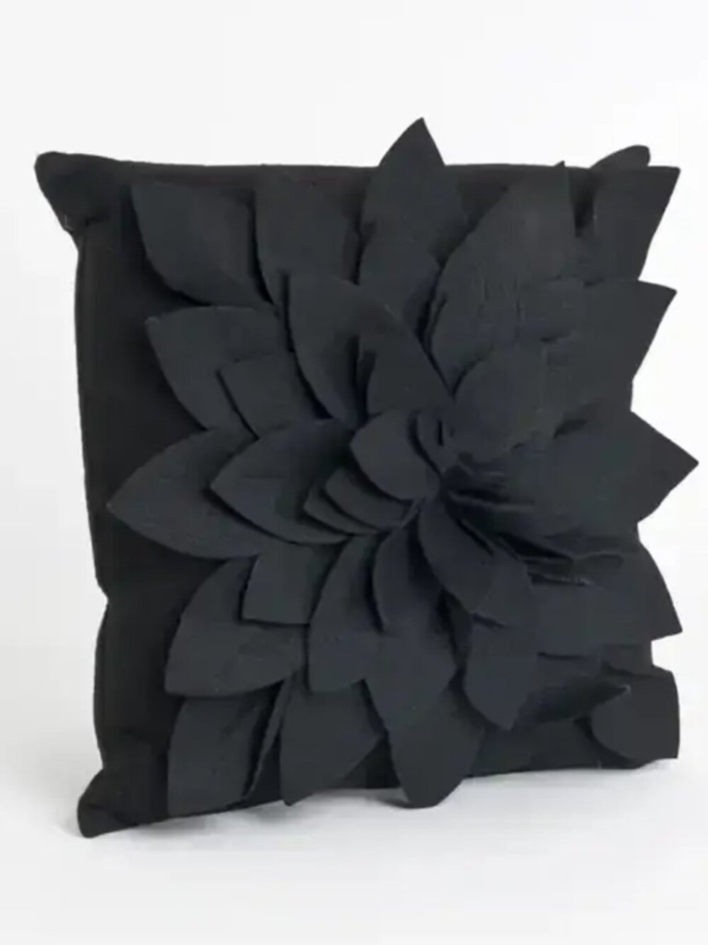 Black 3D Petals 17" Throw Pillow with Inserts
